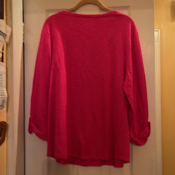 Chicos Cotton Top in Hot Pink - Picture 4 of 4